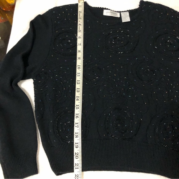 Vintage Liz Claiborne Petite Collection Lambswool Crop Beaded  Sweater SZ M - Picture 9 of 11